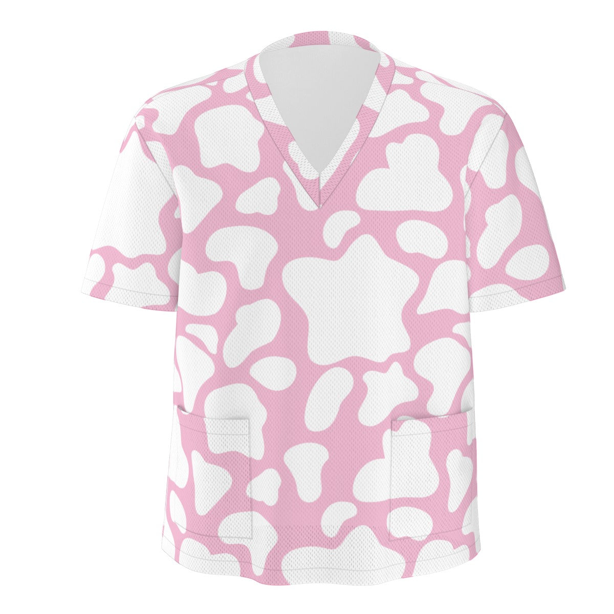Pink Cow Print Scrubs Nursing Cow Spot Scrub Set Hospital Scrubs Strawberry Cow Print Scrubs