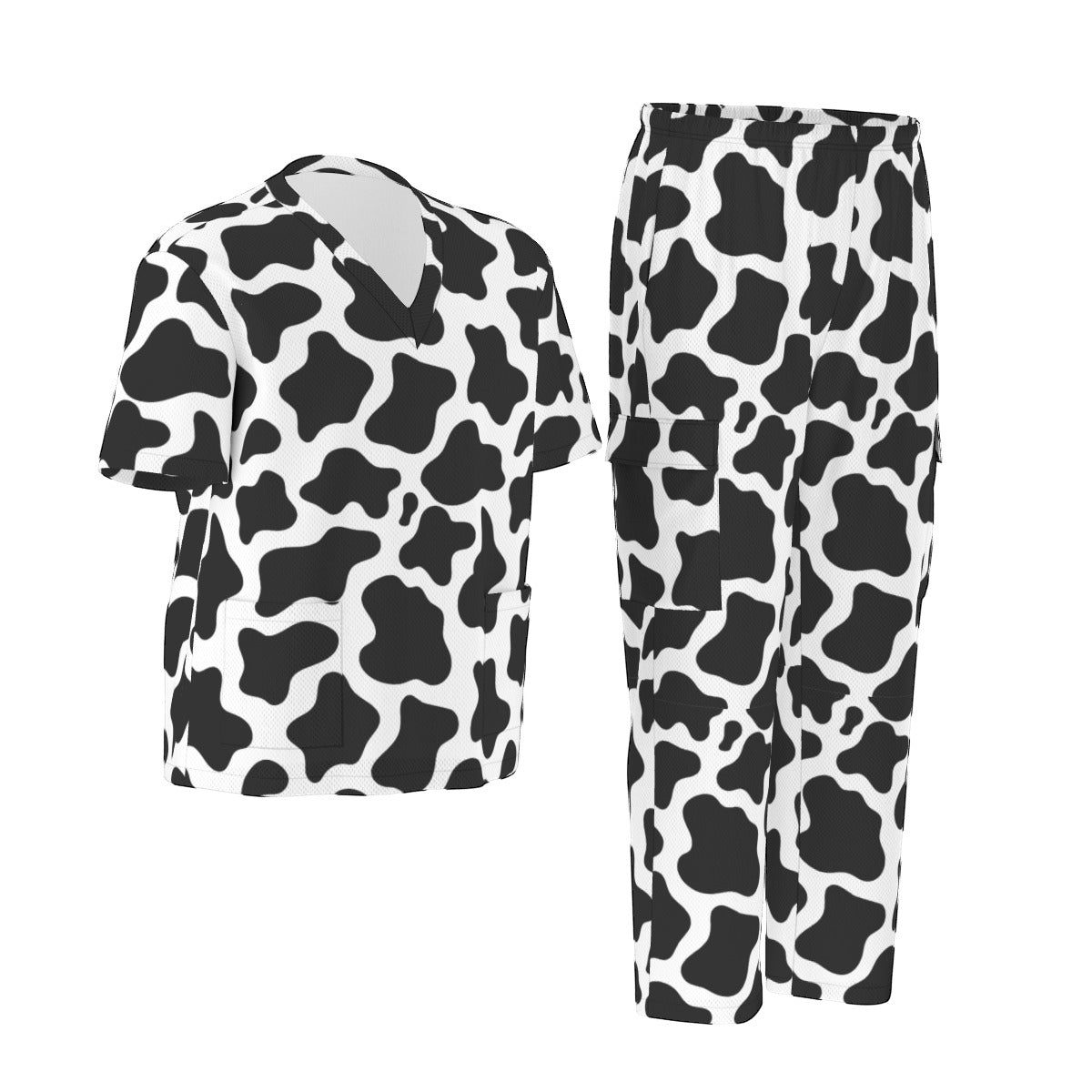 Cow Print Scrubs Hospital Scrubs Cow Pattern Nursing Scrubs Cow Spots Scrubs