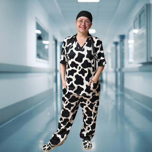 Udderly Stylish: Cow-Pattern Scrubs for the Trendy Nurse!