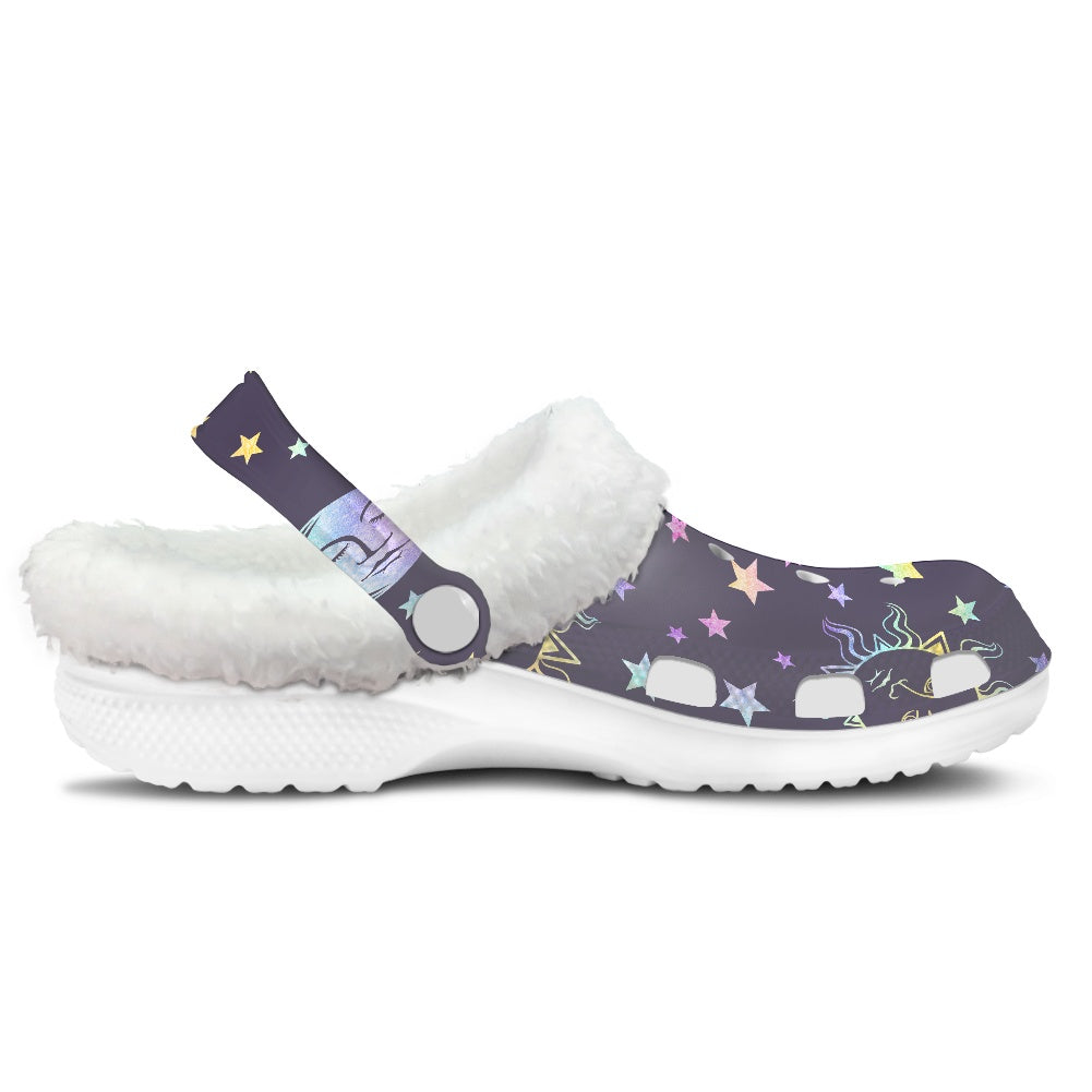 Moon Phase Gothic Fuzzy Clogs