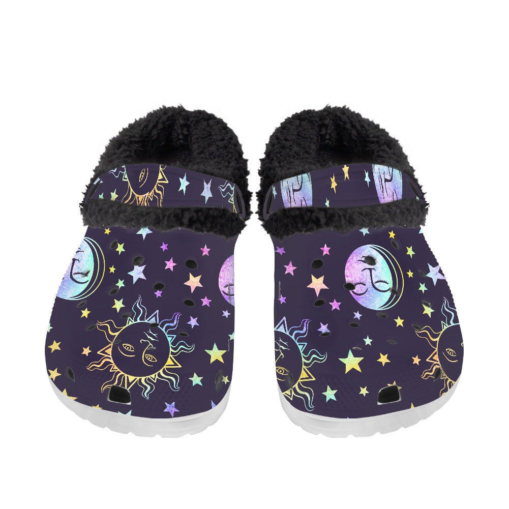 Moon Phase Gothic Fuzzy Clogs