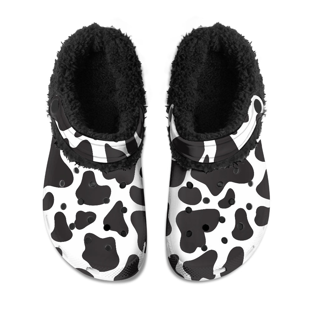 Cow Print Clogs Fuzzy Crocs