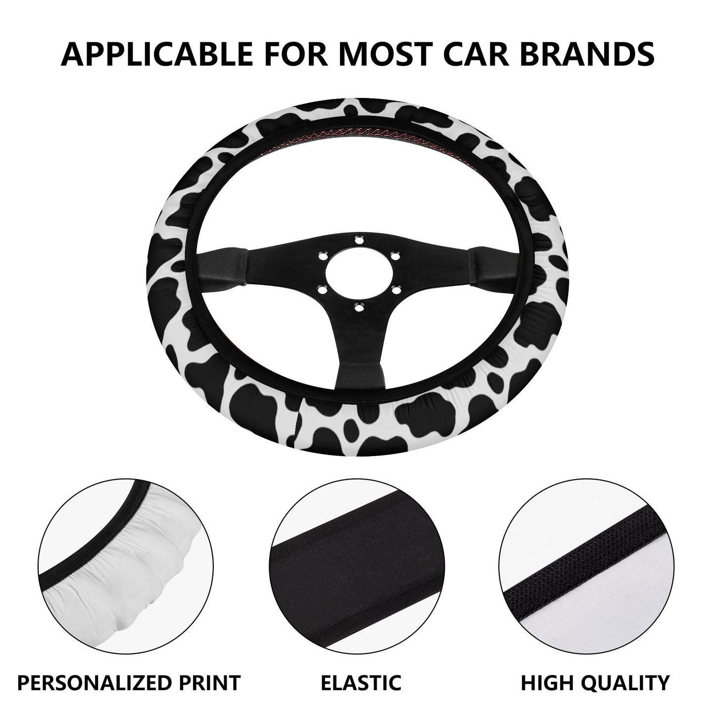 Cow Print Car Steering Wheel Covers