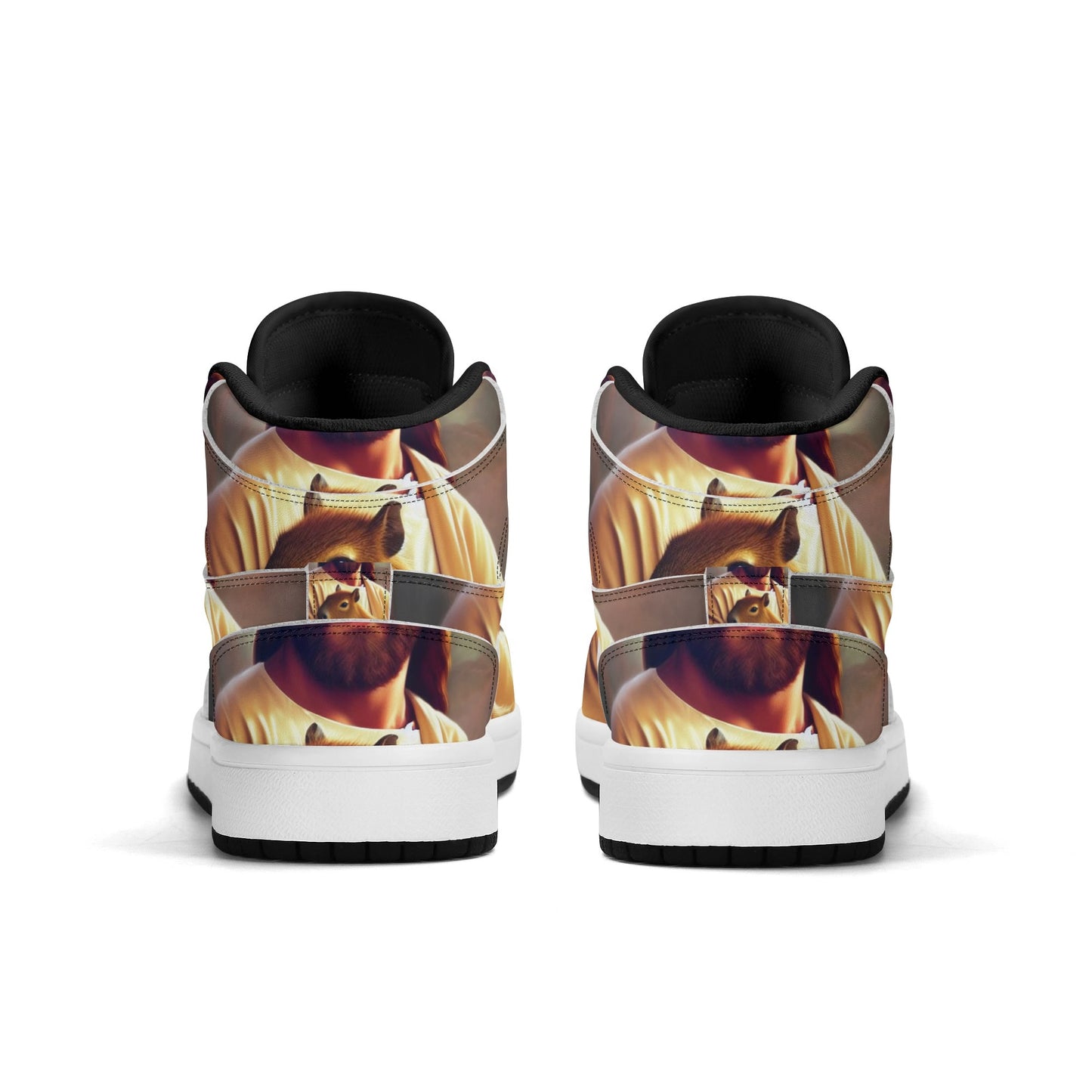 Jesus Holding Capybara Children Premium High Top Leather Sneakers