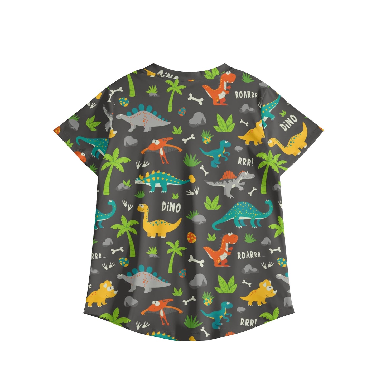 Dinosaur Print Scrubs Children's Hospital Scrubs Womens Printed V Neck Workwear Nursing Tops