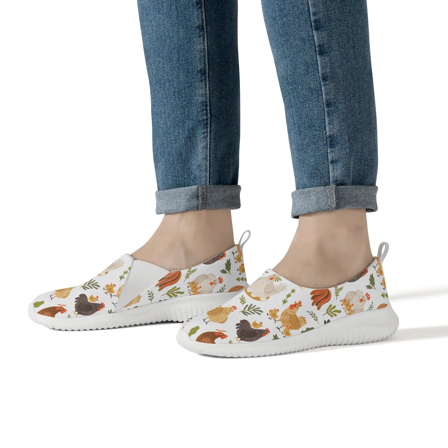 Chicken Pattern Nurse Shoes Animal Print Womens Nursing Slip On Shoes