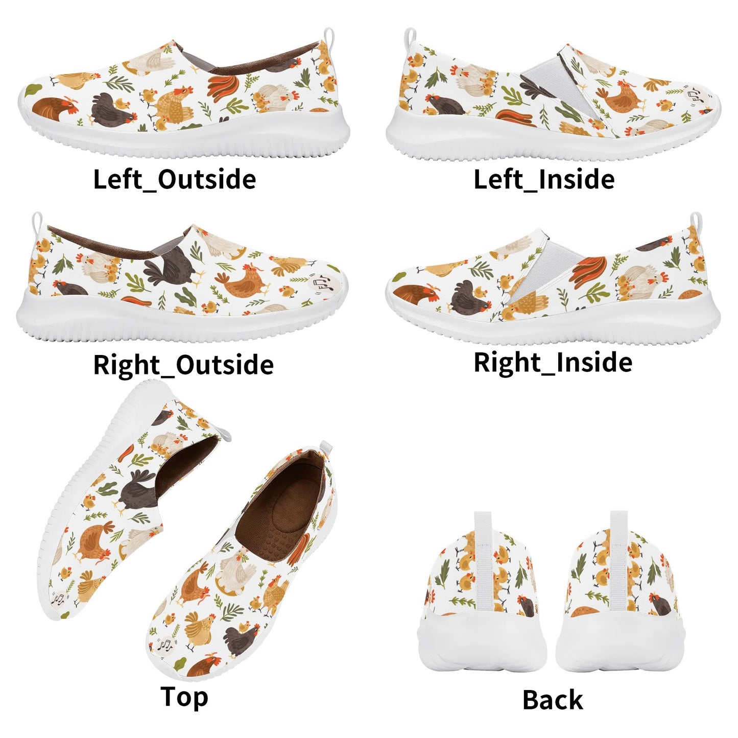 Chicken Pattern Nurse Shoes Animal Print Womens Nursing Slip On Shoes