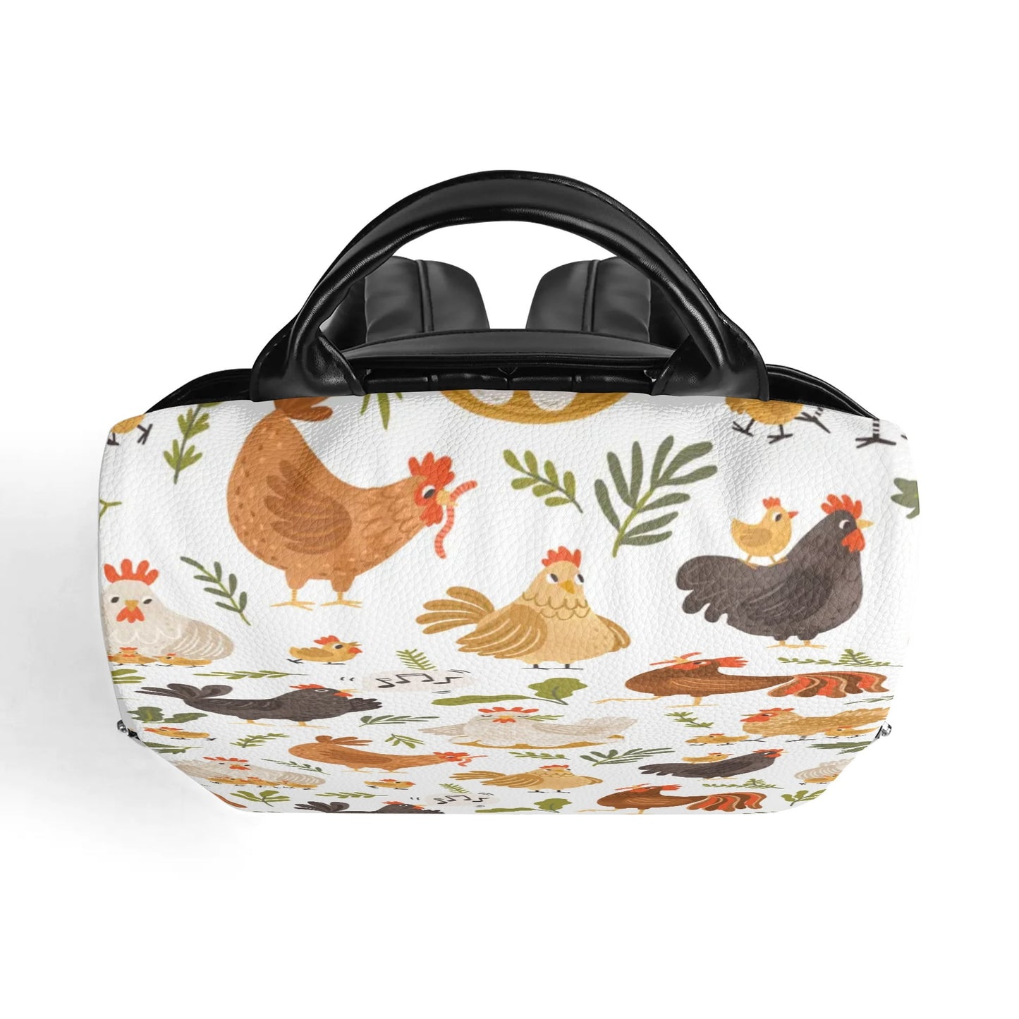 Chicken Pattern Backpack Farm Animal Bag New Travel PU Daypack Anti-theft Backpack