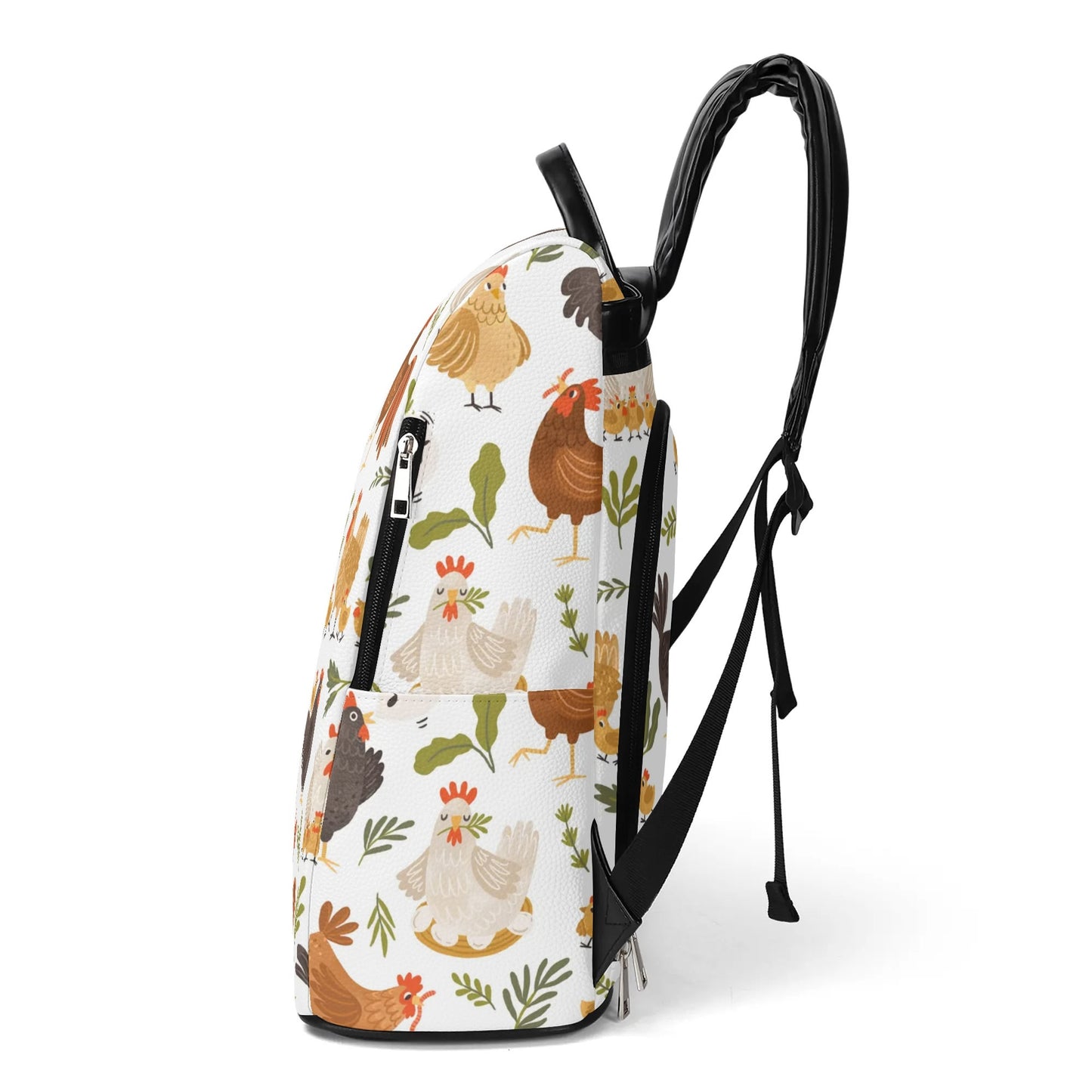 Chicken Pattern Backpack Farm Animal Bag New Travel PU Daypack Anti-theft Backpack