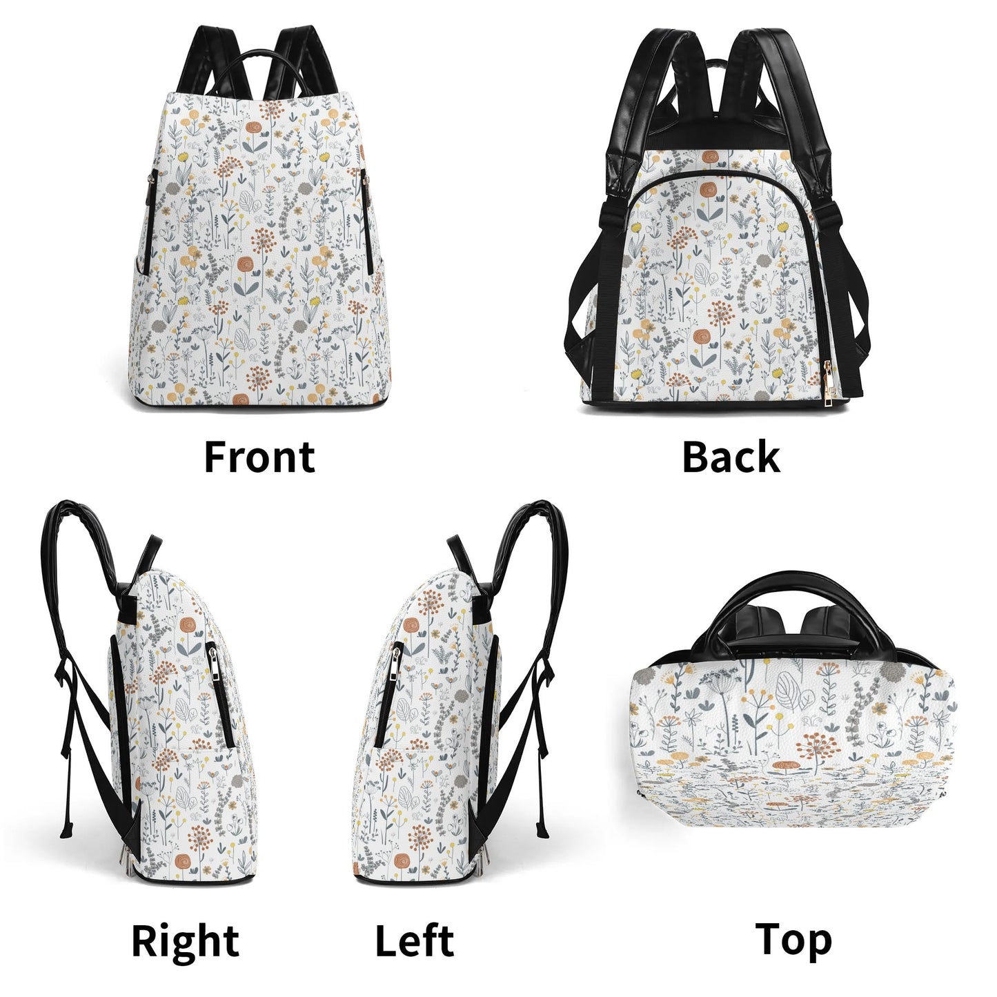 Floral Bag Flowers Backpack New Travel PU Daypack Anti-theft Backpack