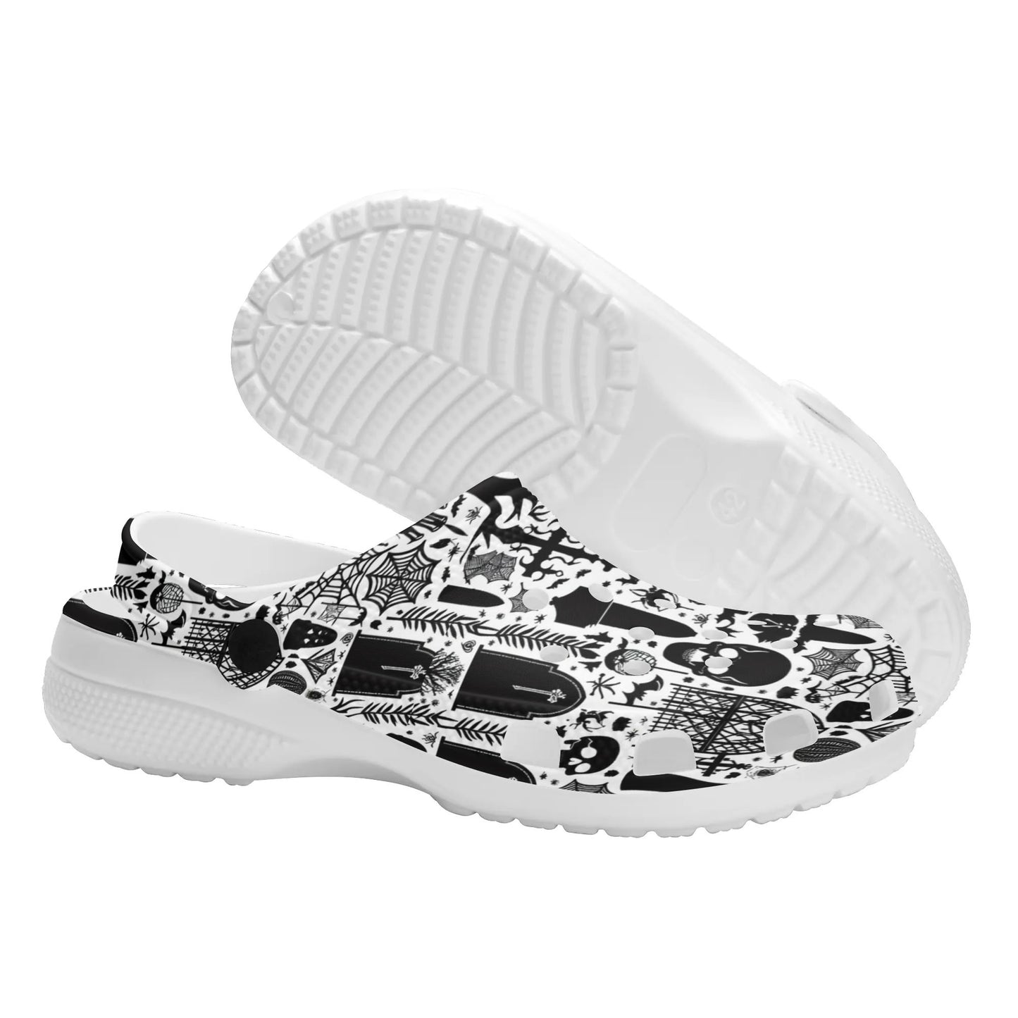 Gothic Pattern Clogs Wednesday Womens All Over Printing Classic Sandals