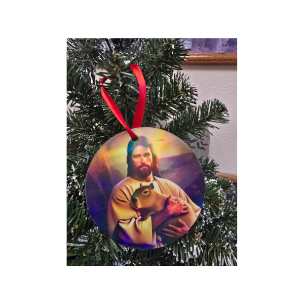 Capybara Christmas Ornament Jesus Holding Capybara Cute Capybara Gift