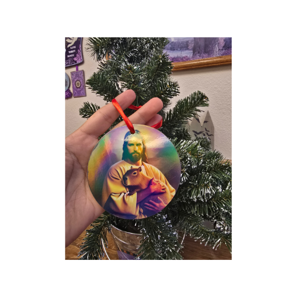 Capybara Christmas Ornament Jesus Holding Capybara Cute Capybara Gift