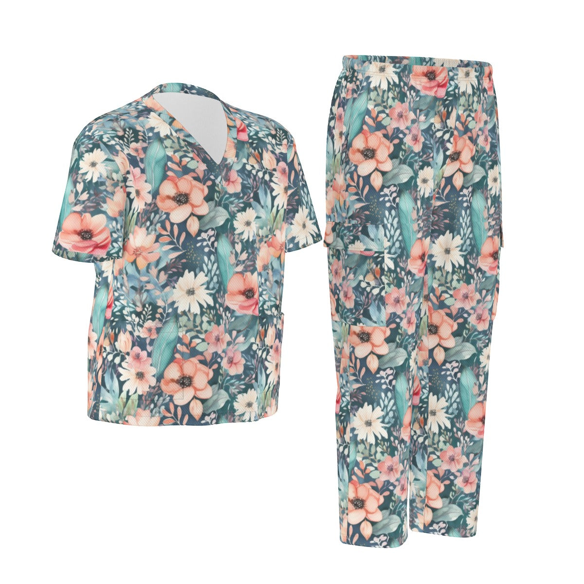 Floral Scrubs For Women Scrub Set Hospital Scrubs Healthcare Scrubs Nurses Scrub set