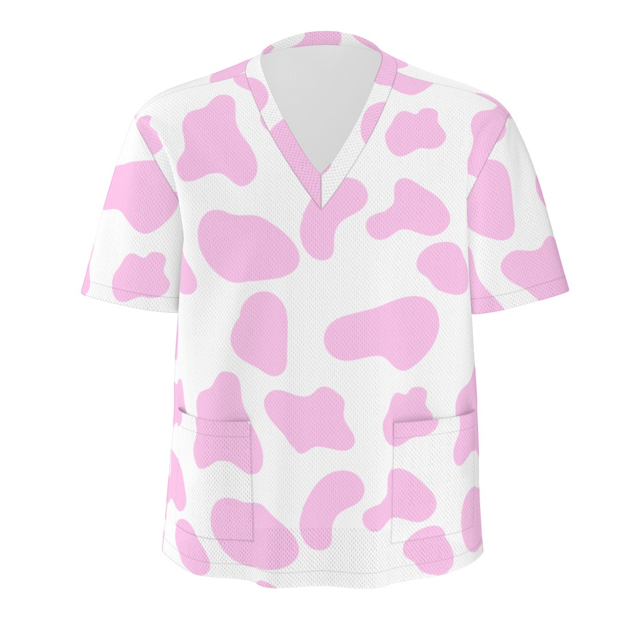 Pink Cow Print Scrubs Nursing Scrubs Hospital Cow Print Scrubs Set Unisex Scrub Set|Birdseye