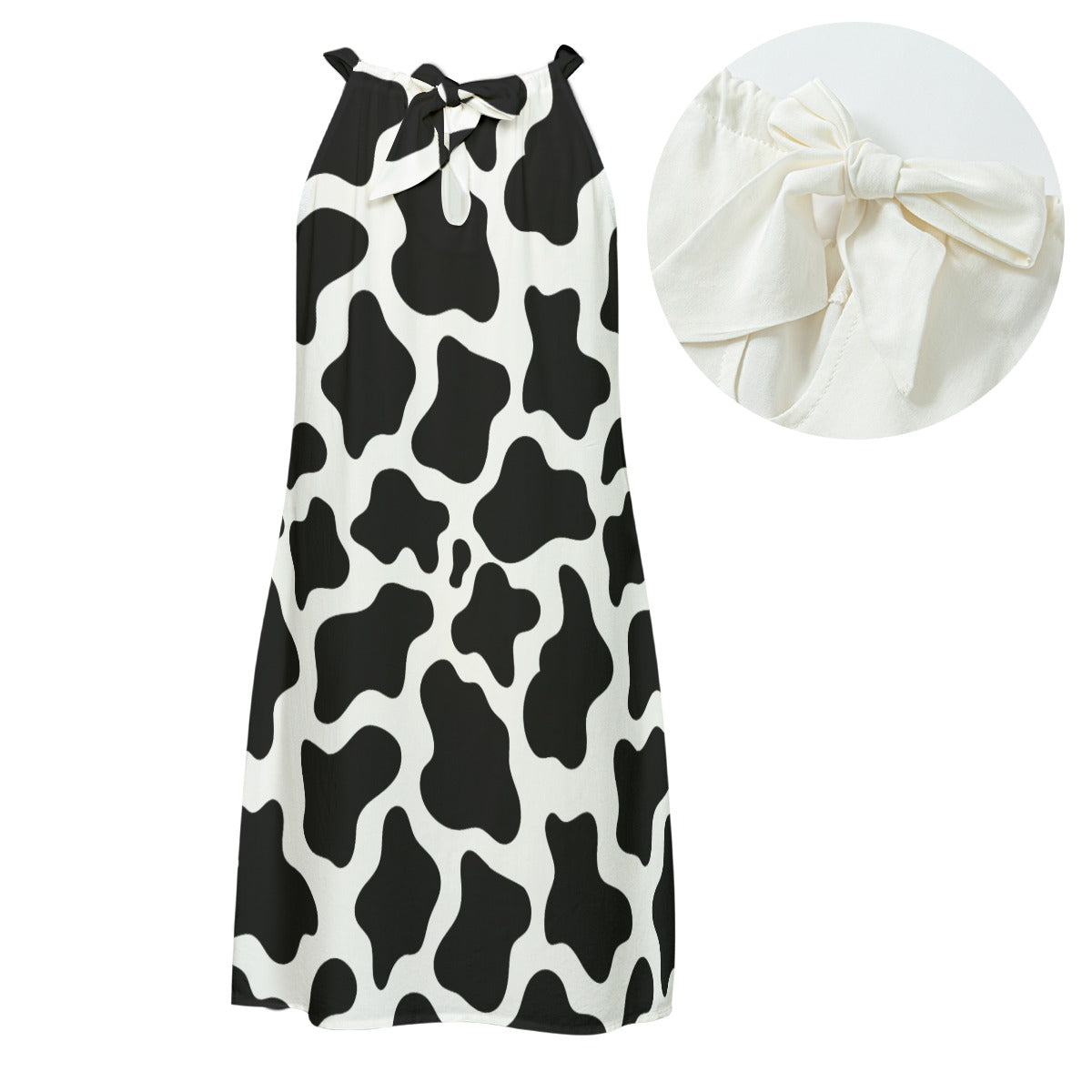 Cow Print Dress Cow Pattern Print Women's Halter Dress | Rayon