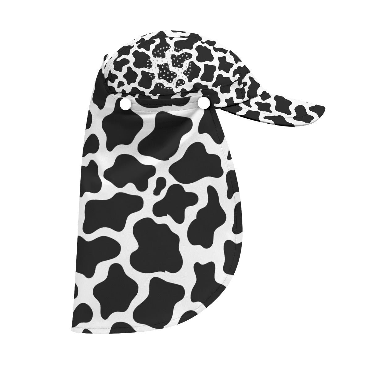 Cow Print Sun Hat With Neck Flap Cow Pattern