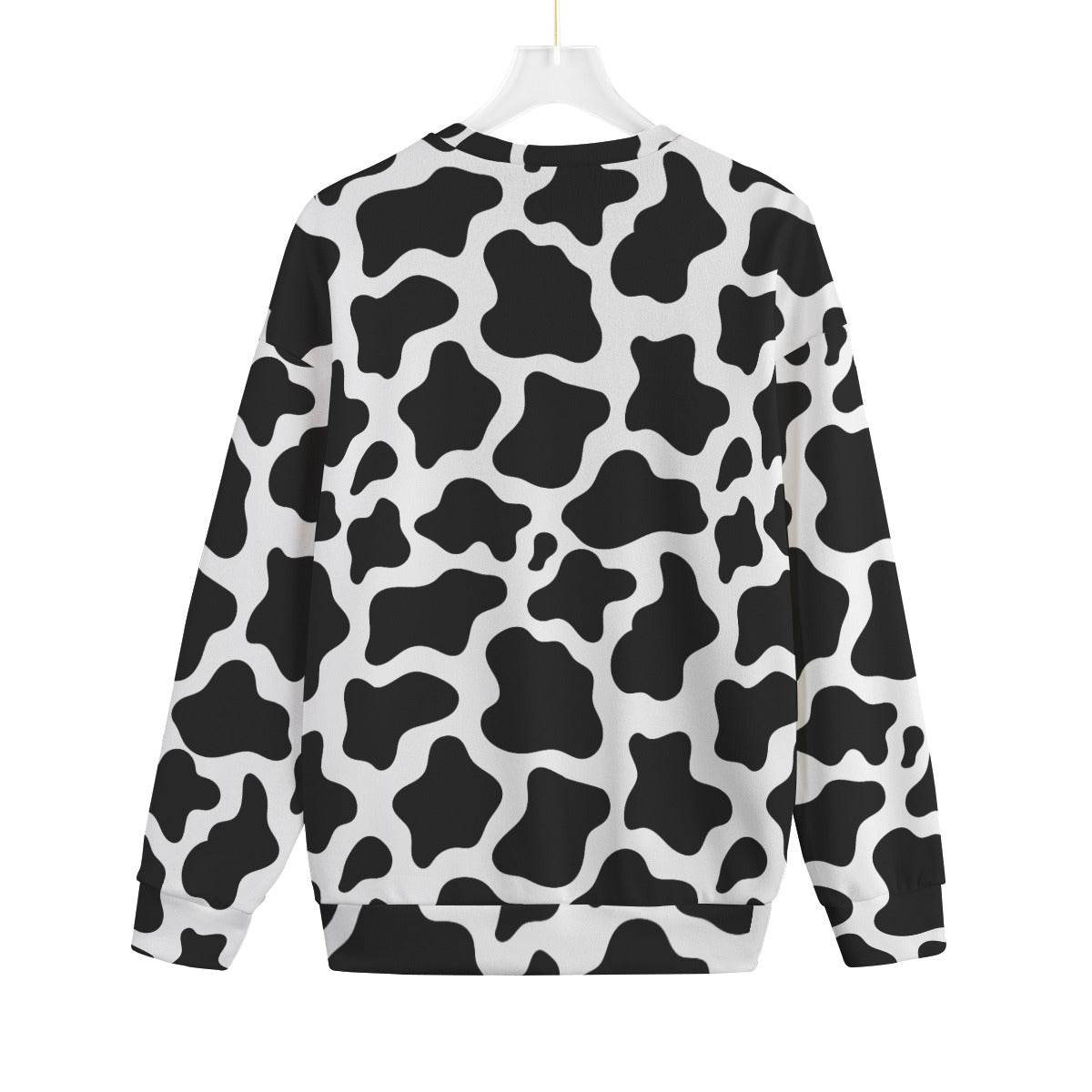 Cow Print All-Over Print Unisex Drop-shoulder Knitted Fleece Sweater