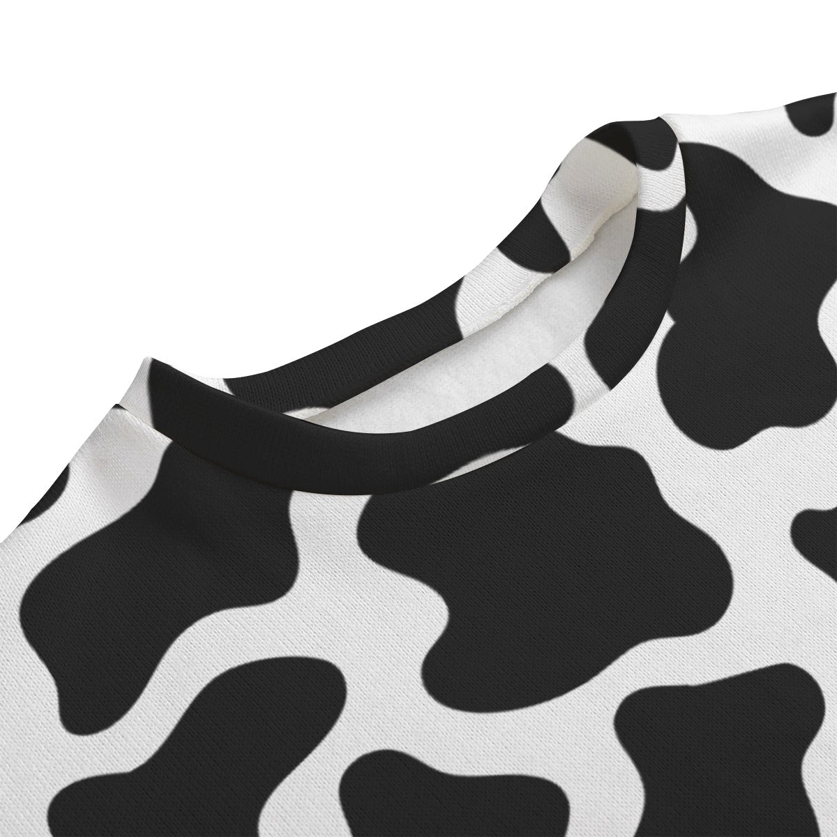 Cow Print All-Over Print Unisex Drop-shoulder Knitted Fleece Sweater