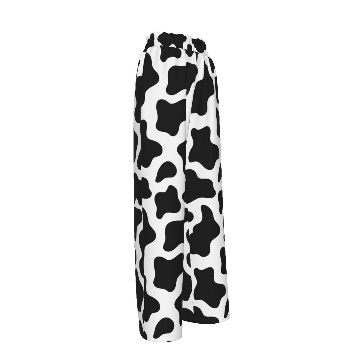 Cow Print Pants Cow Pattern All-Over Print Women's Faux Silk Wide-Leg Pants