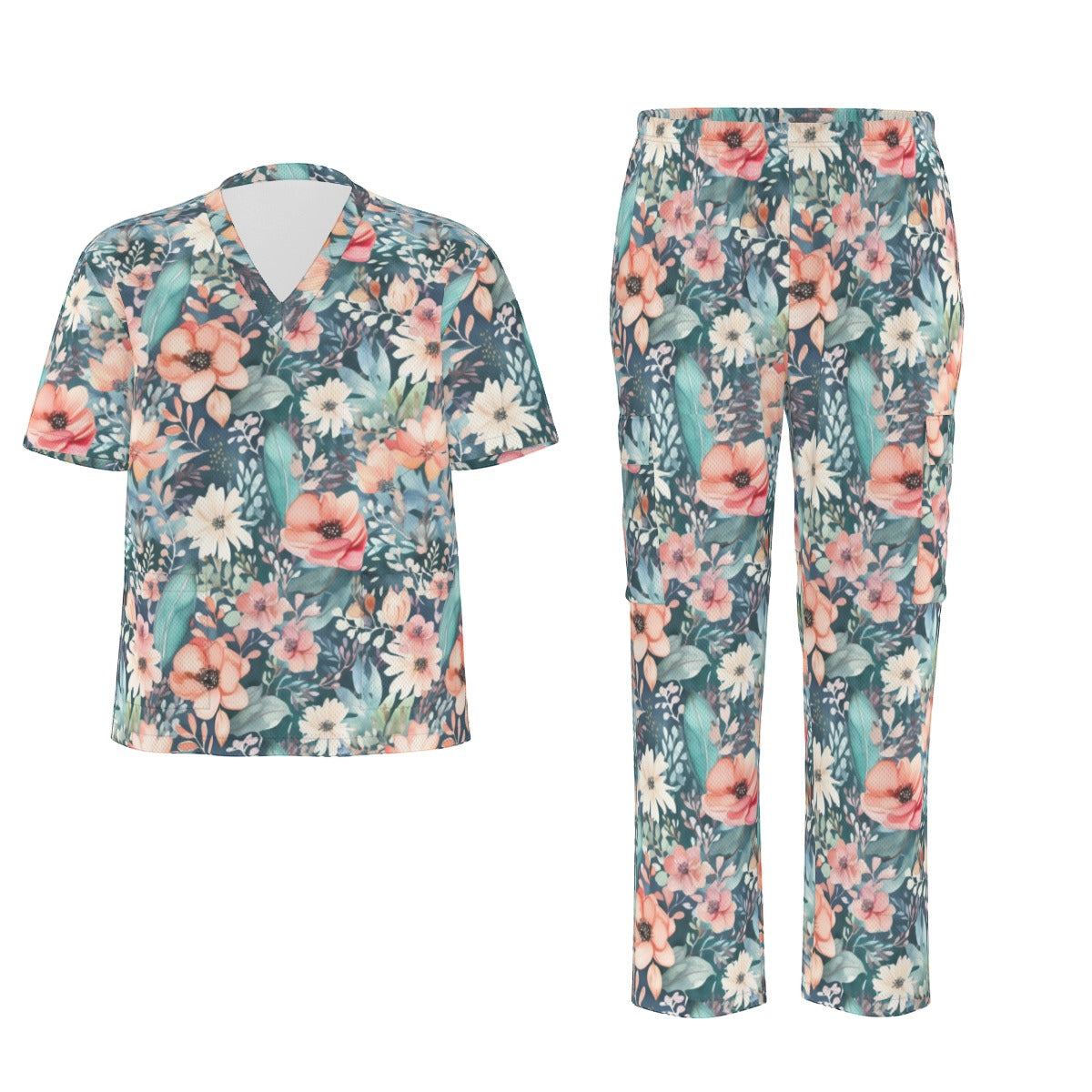 Floral Scrubs For Women Scrub Set Hospital Scrubs Healthcare Scrubs Nurses Scrub set