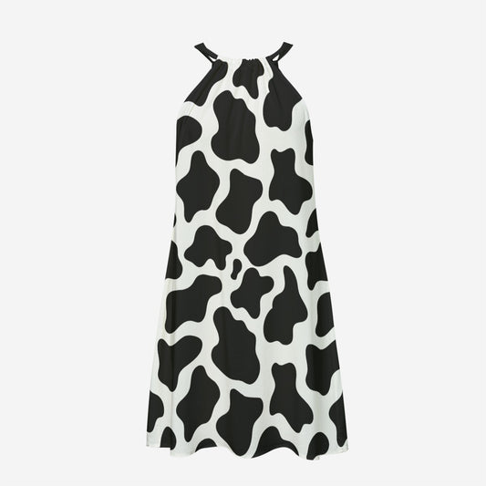 Cow Print Dress Cow Pattern Print Women's Halter Dress | Rayon