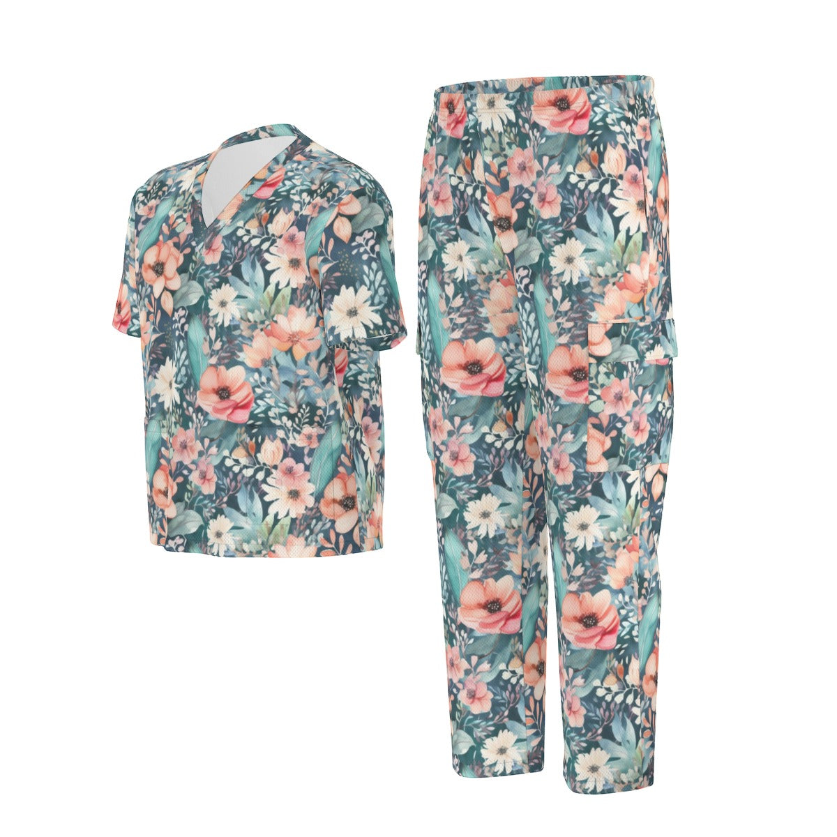 Floral Scrubs For Women Scrub Set Hospital Scrubs Healthcare Scrubs Nurses Scrub set