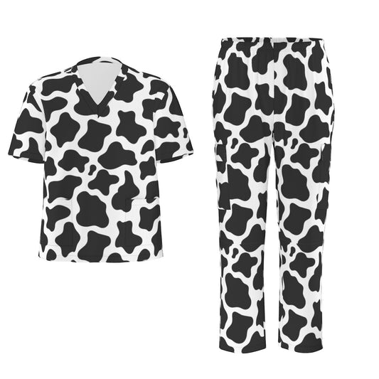 Cow Print Scrubs Hospital Scrubs Cow Pattern Nursing Scrubs Cow Spots Scrubs