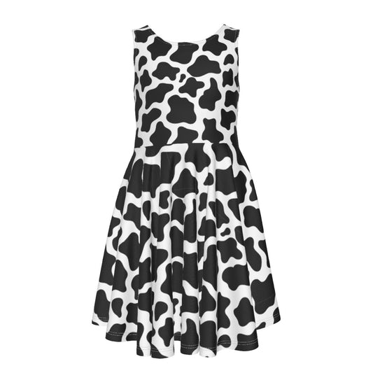 Cow Print Dress Cow Pattern All-Over Print Kid's Sleeveless Vest Dress