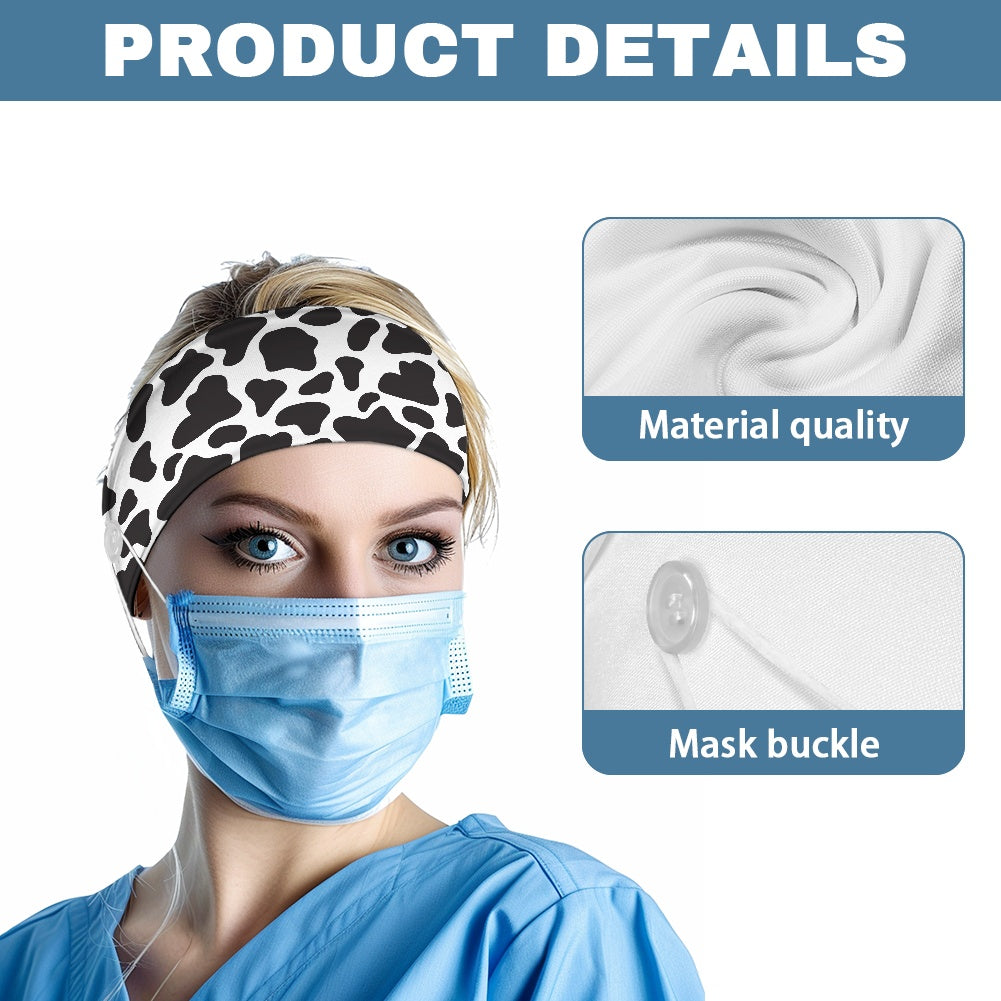 Cow Print Head Band Nurse button headband