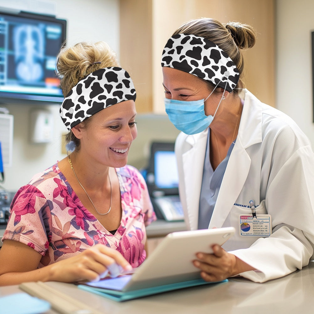 Cow Print Head Band Nurse button headband