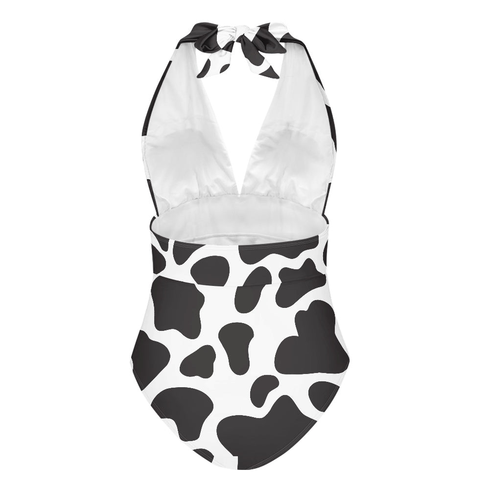 Cow Print High Cut One-piece Swimsuit