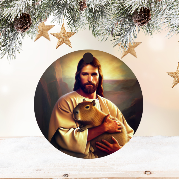 Capybara Christmas Ornament Jesus Holding Capybara Cute Capybara Gift