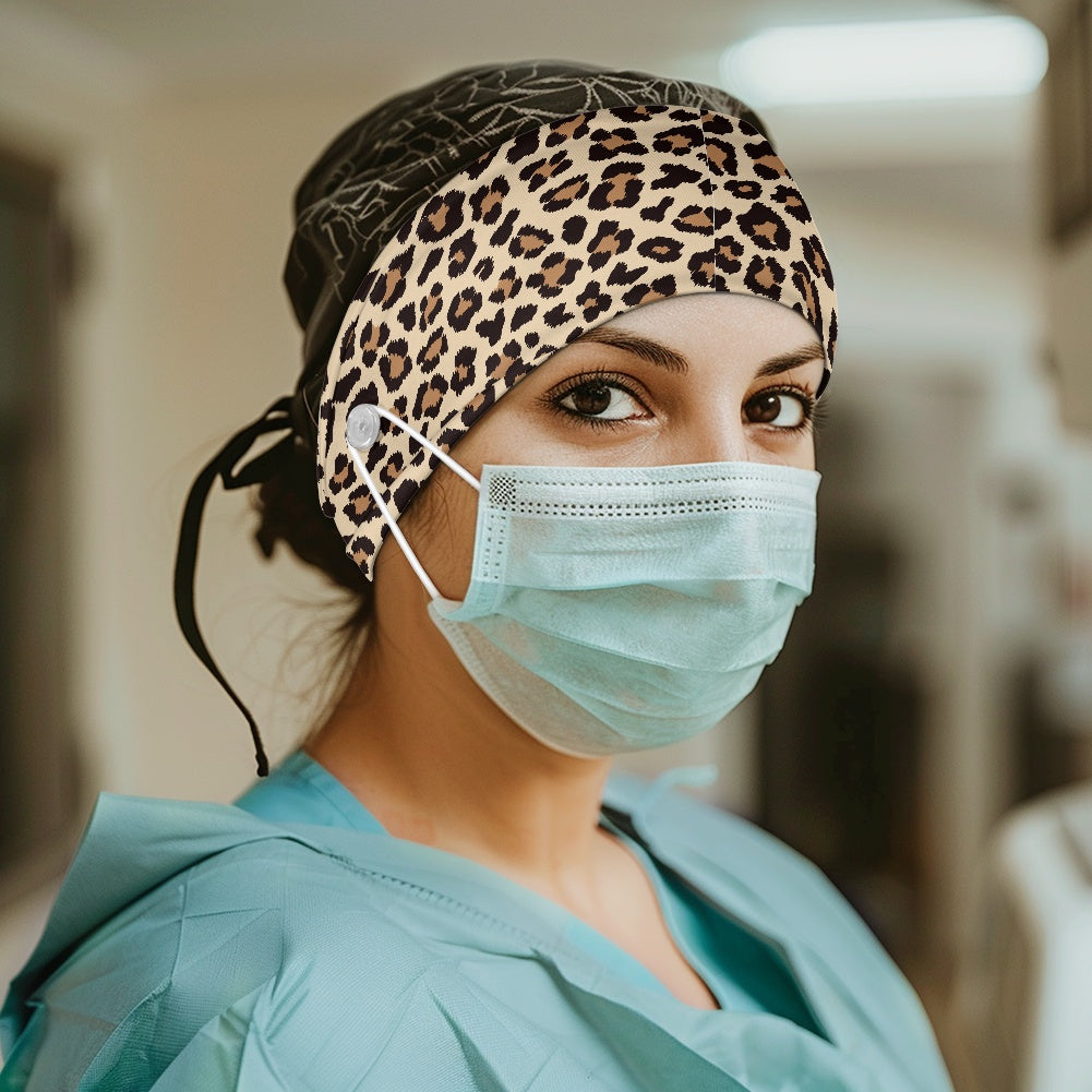 Lepard Print Nurse button headband