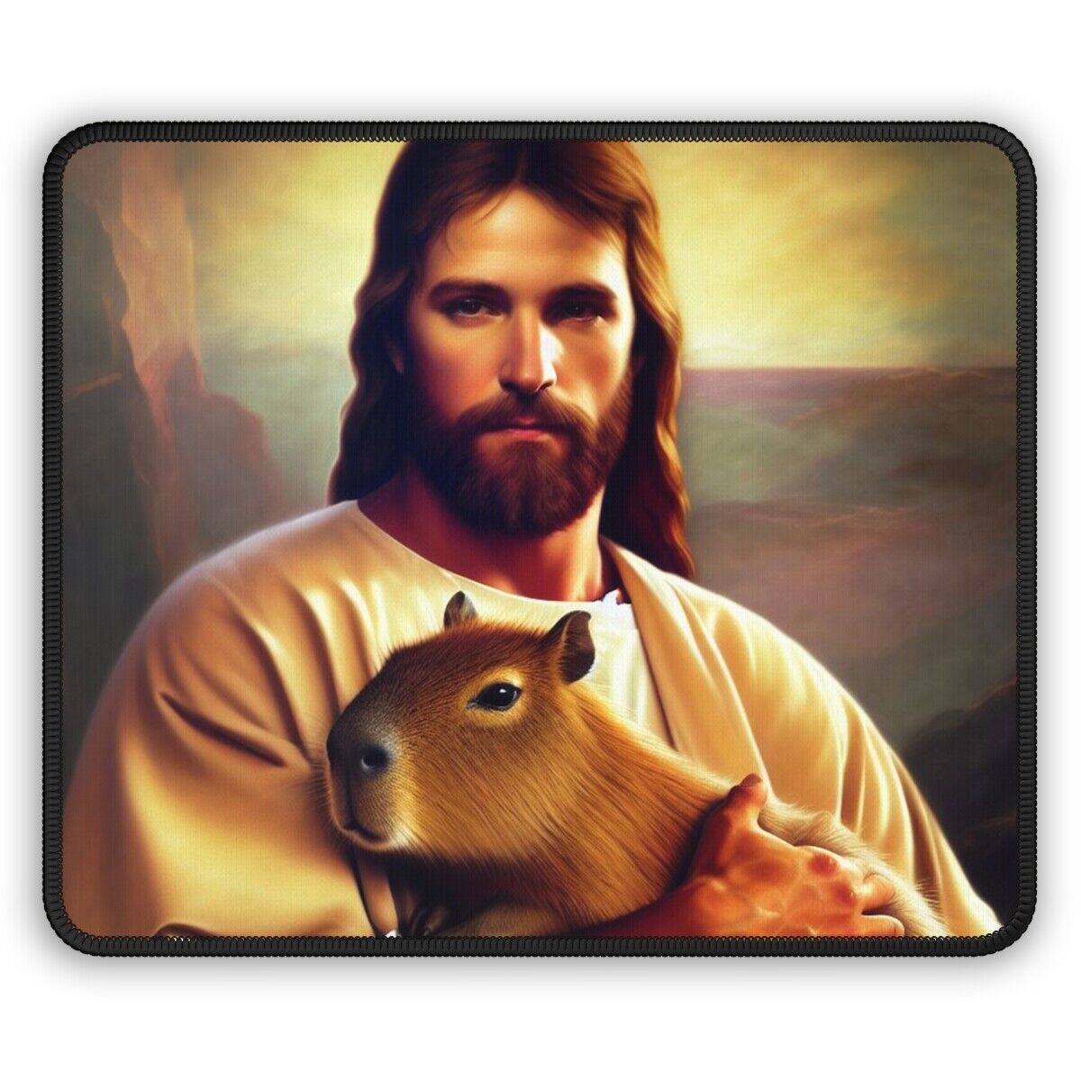 Capybara Mouse pad, Jesus Holding Capybara Gaming Mouse Pad