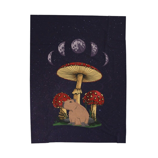 Capybara Blanket, Moon Phase Blanket, Mushroom Blanket, Velveteen Plush Blanket