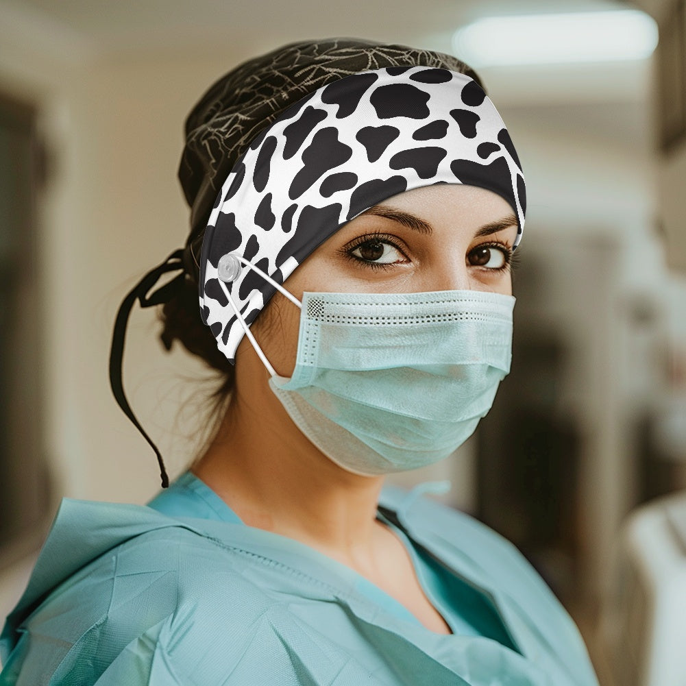 Cow Print Head Band Nurse button headband