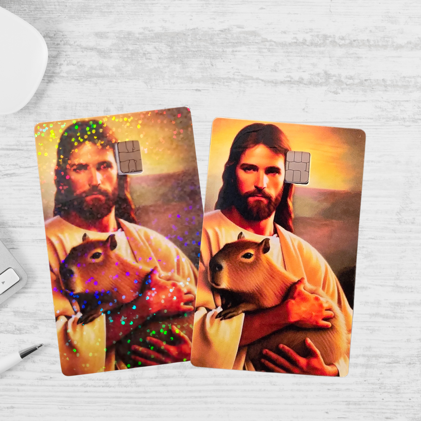 Capybara Debit Card Skin Jesus Holding Capybara Gift