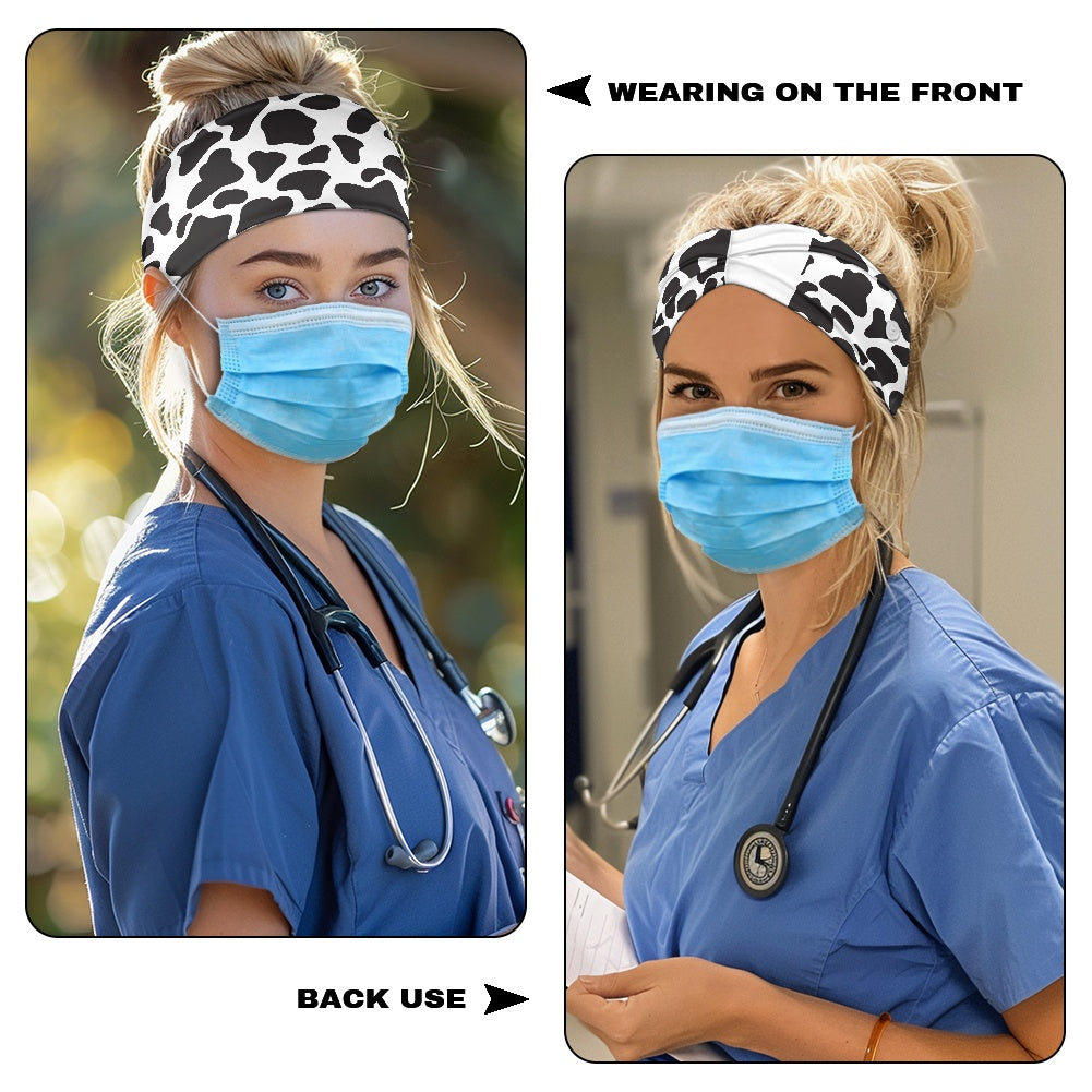 Cow Print Head Band Nurse button headband