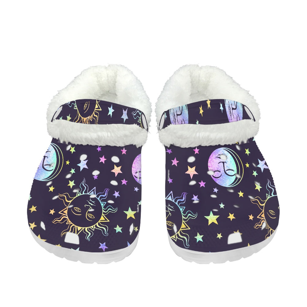 Moon Phase Gothic Fuzzy Clogs