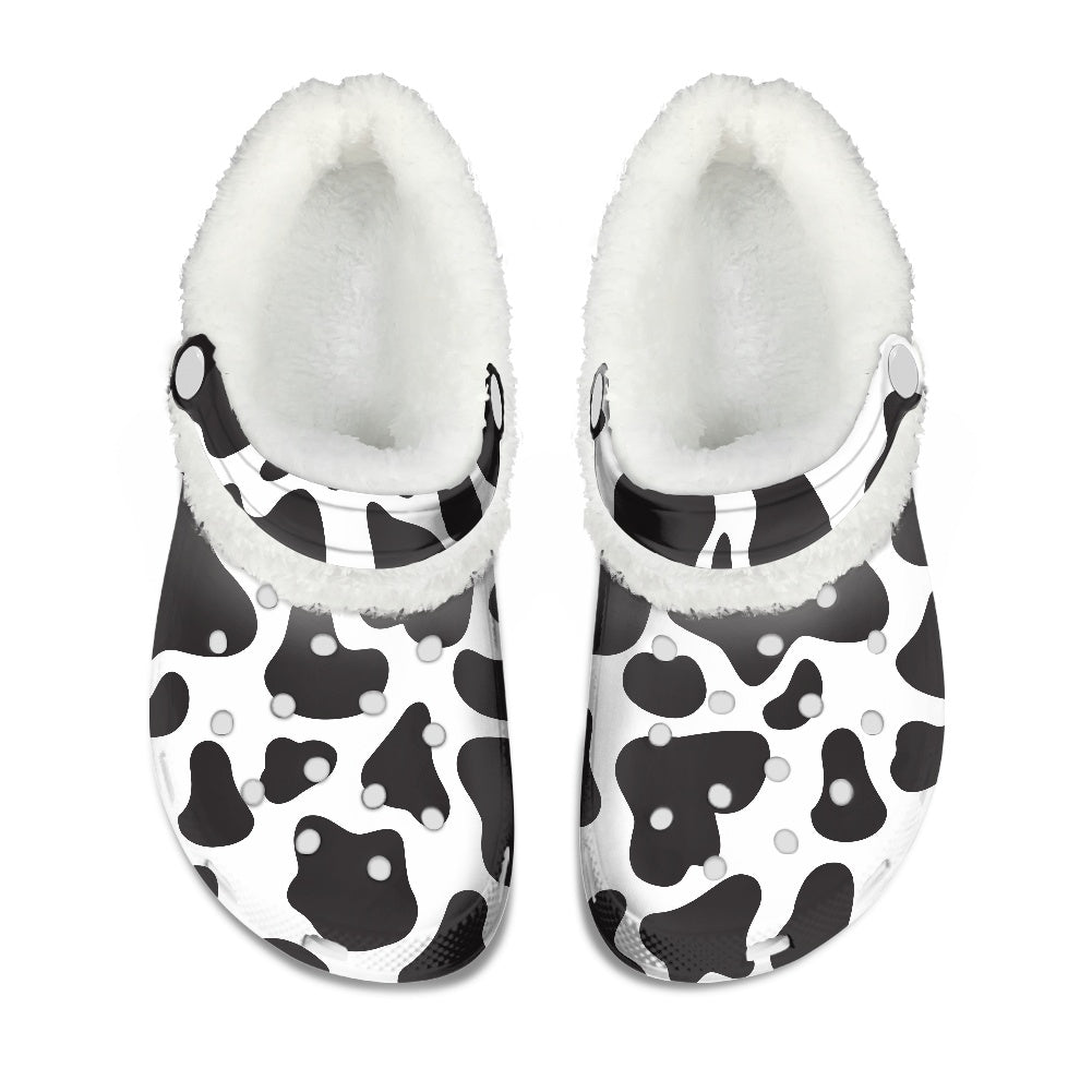 Cow Print Clogs Fuzzy Crocs