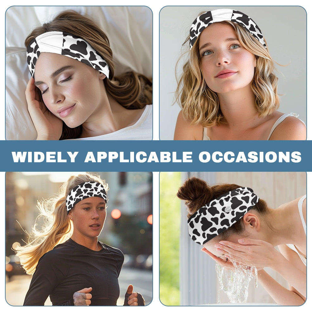 Cow Print Head Band Nurse button headband