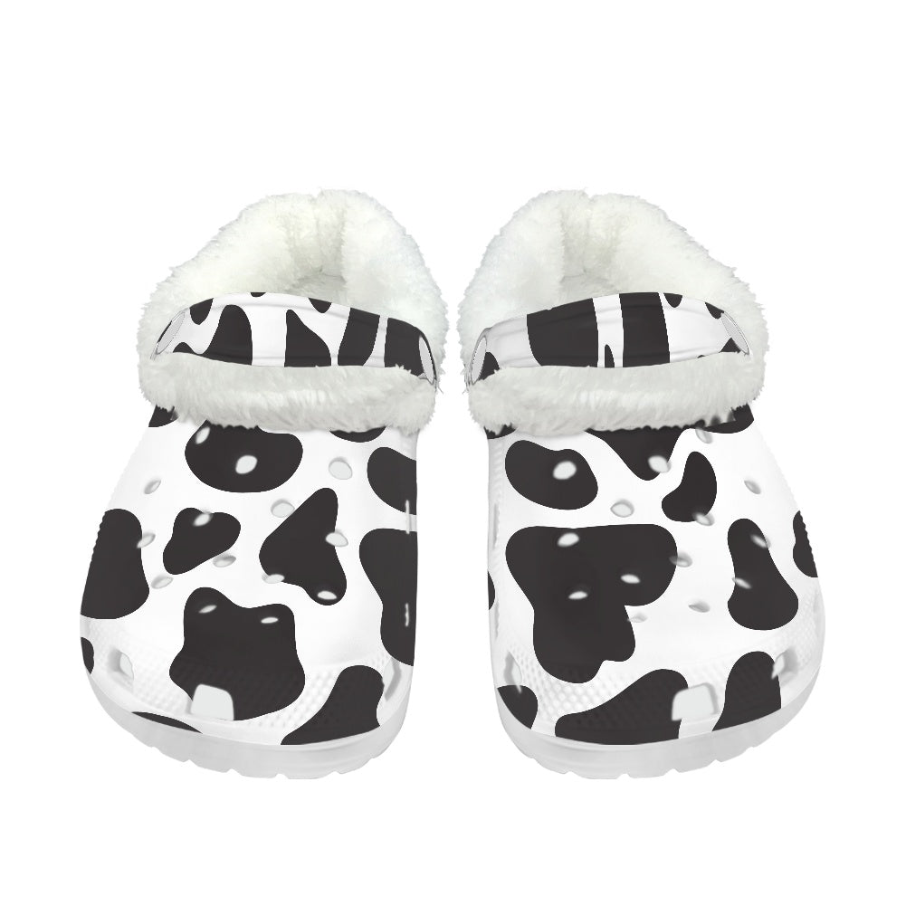 Cow Print Clogs Fuzzy Crocs