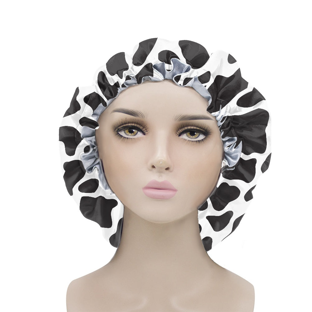 Cow Print Hair Bonnet Cow Pattern Sleep Bonnet Cap Cow Print